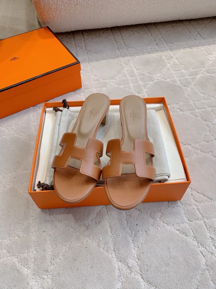 Hermès H-Heeled Sandals in Tan