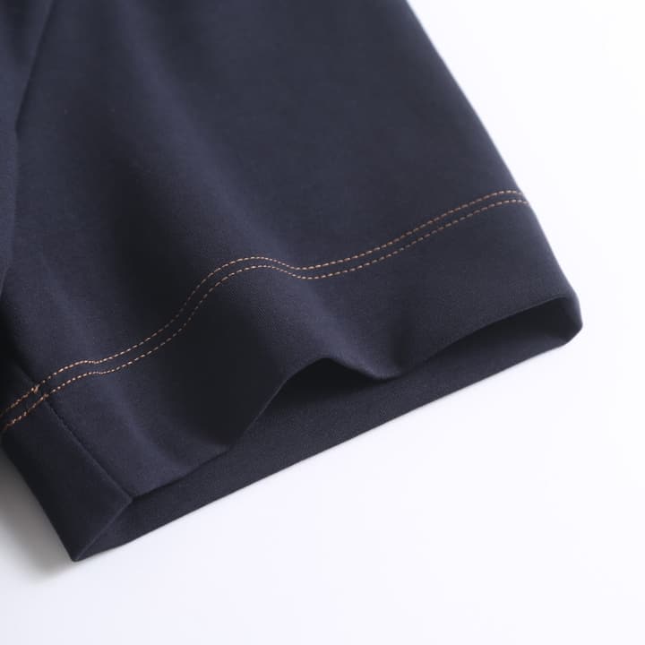 Fendi Leather Patch Short-Sleeve T-Shirt in Navy Blue