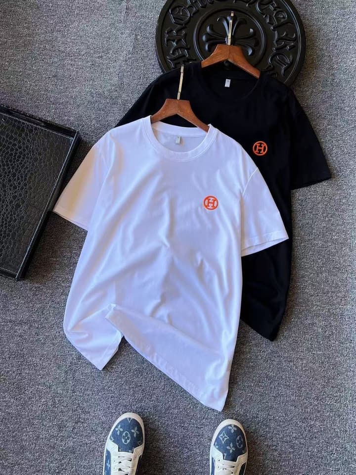 Hermès Mulberry Silk 3D H Logo T-Shirt – 2025 Spring/Summer Collection in Classic Black