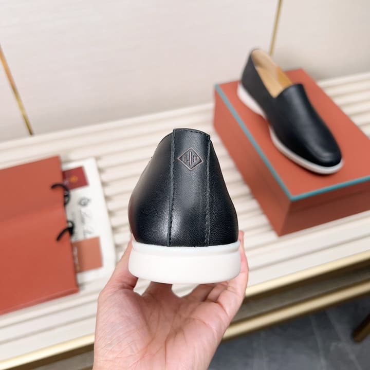 Loro Piana Classic Nappa Moccasins in Dark Blue Loafer Close-up