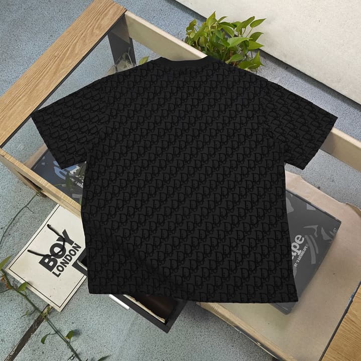 Dior Flocked Logo Print Unisex T-Shirt – 2026SS in Black