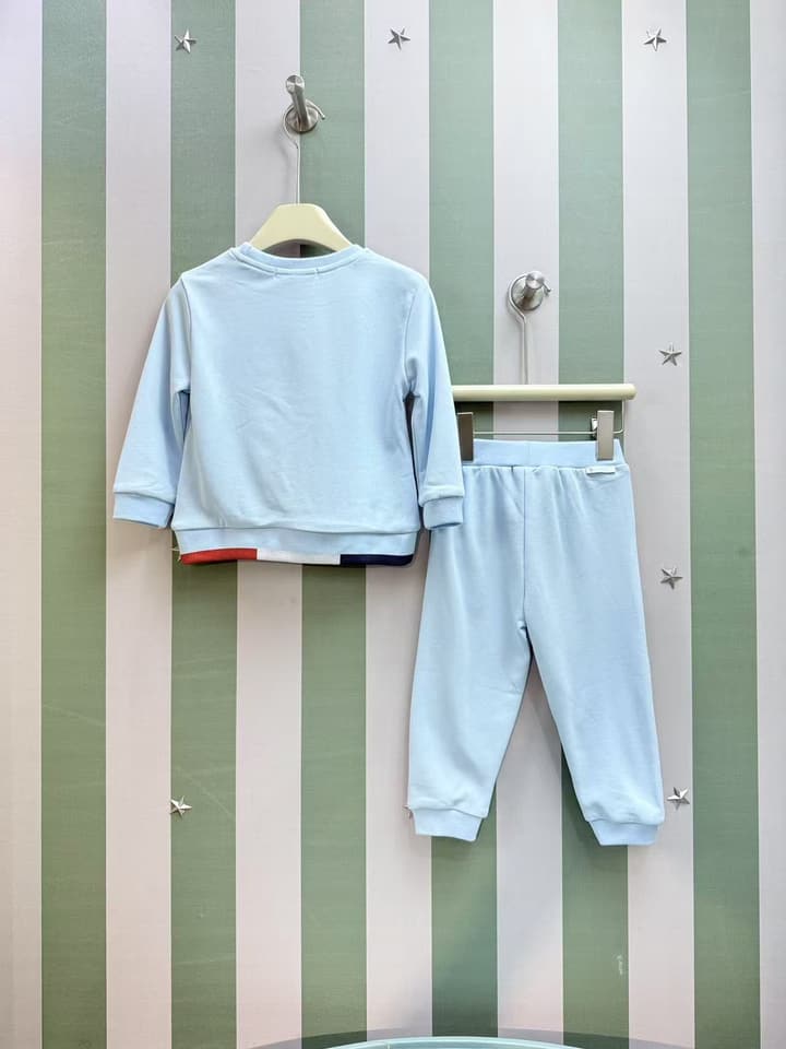 Moncler Baby Sweatshirt and Pants Set – Kids Collection – 2025SS in Light Blue With Tricolor Trim