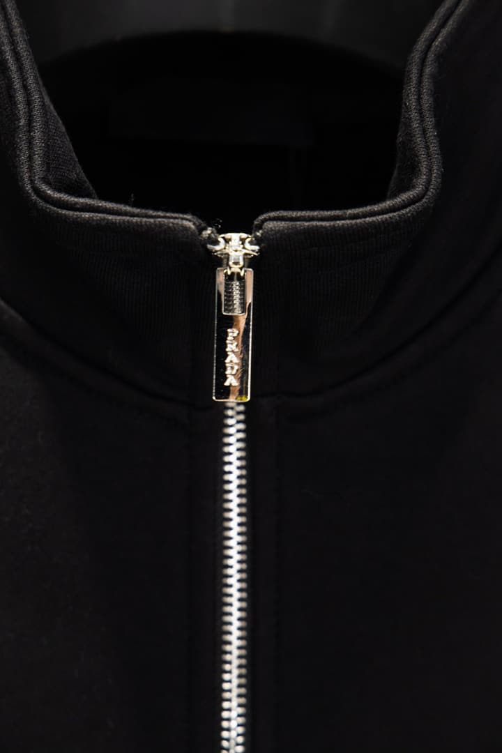 Prada Heavyweight Half-Zip Sweatshirt in Classic Black Half-zip