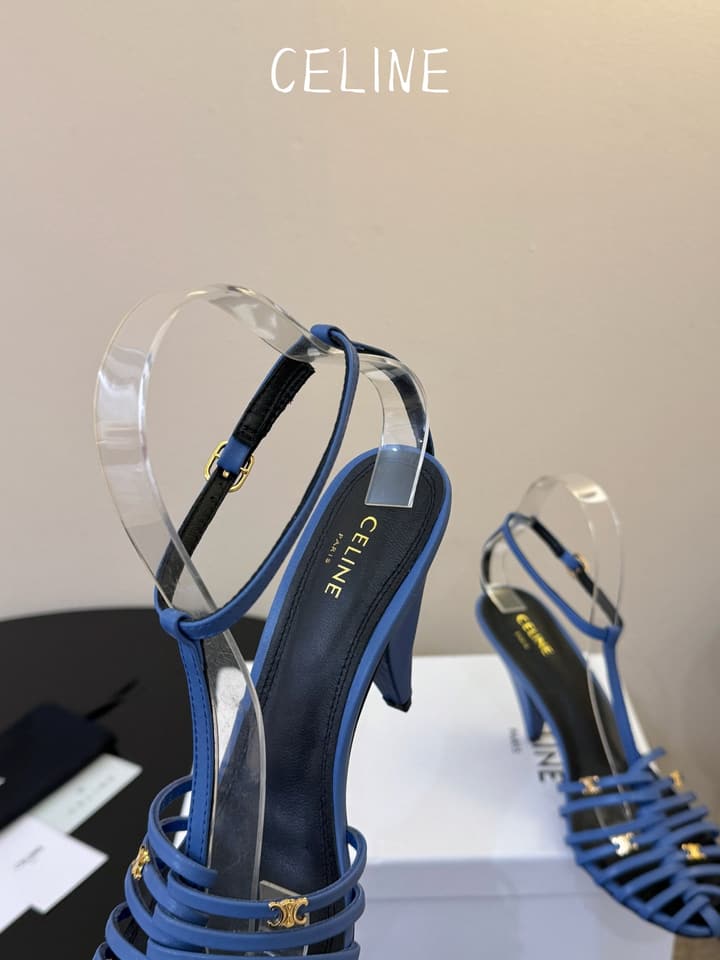 Celine Triomphe Ankle Strap Sandals – Spring/Summer Collection in Black - Large Logo Flats
