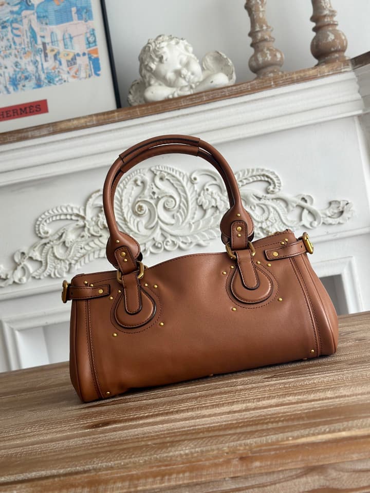 Chloé Paddington Padlock Satchel in Burgundy Leather