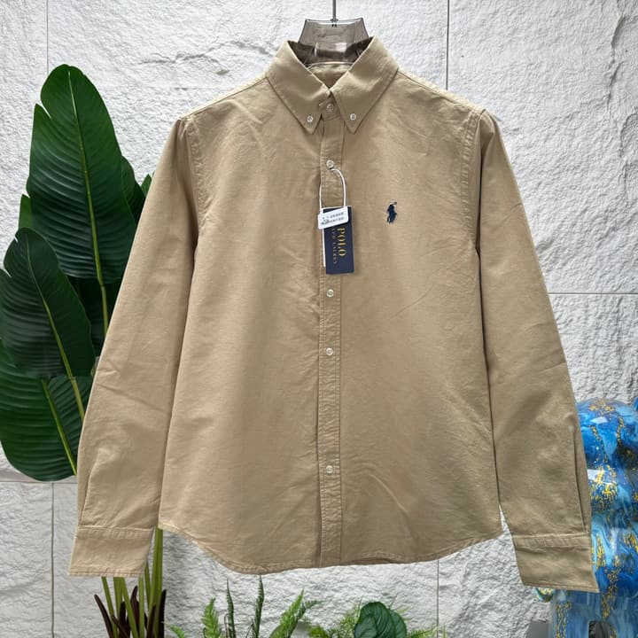 Ralph Lauren Classic Polo Embroidery Oxford Shirt in Khaki