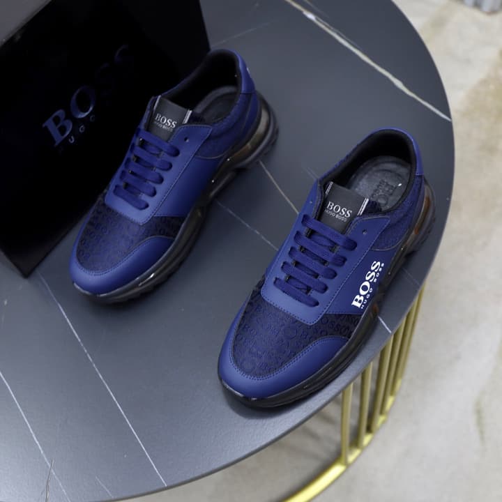 Boss Men's Knit Casual Sneakers in Indigo Wavy