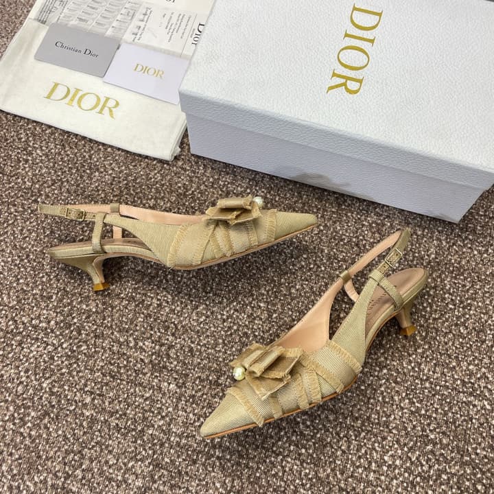 Dior J'Adior Adiorble Tassel Bow Pearl Heeled Sandals – 2024 Spring/Summer Collection in Black Velvet Front