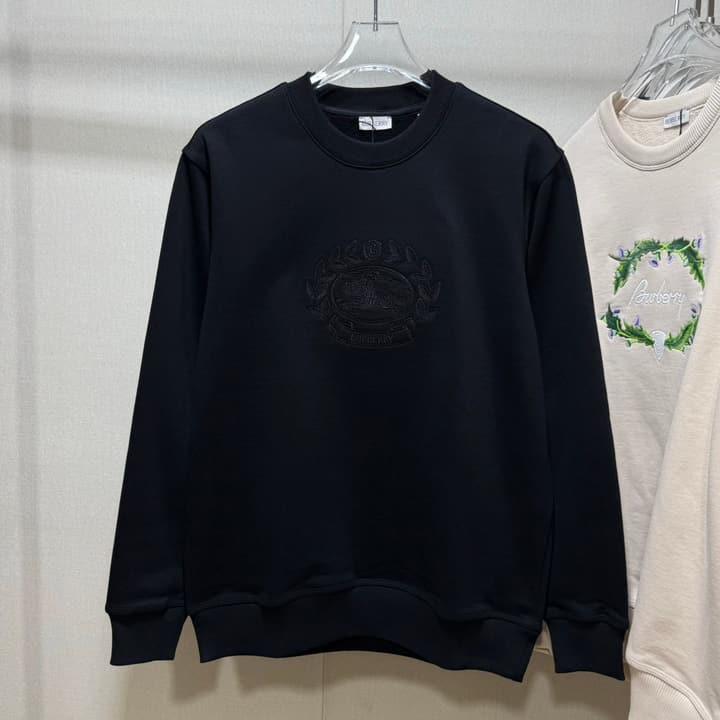 Burberry 24FW Embroidered Crewneck Sweatshirt in Classic Black