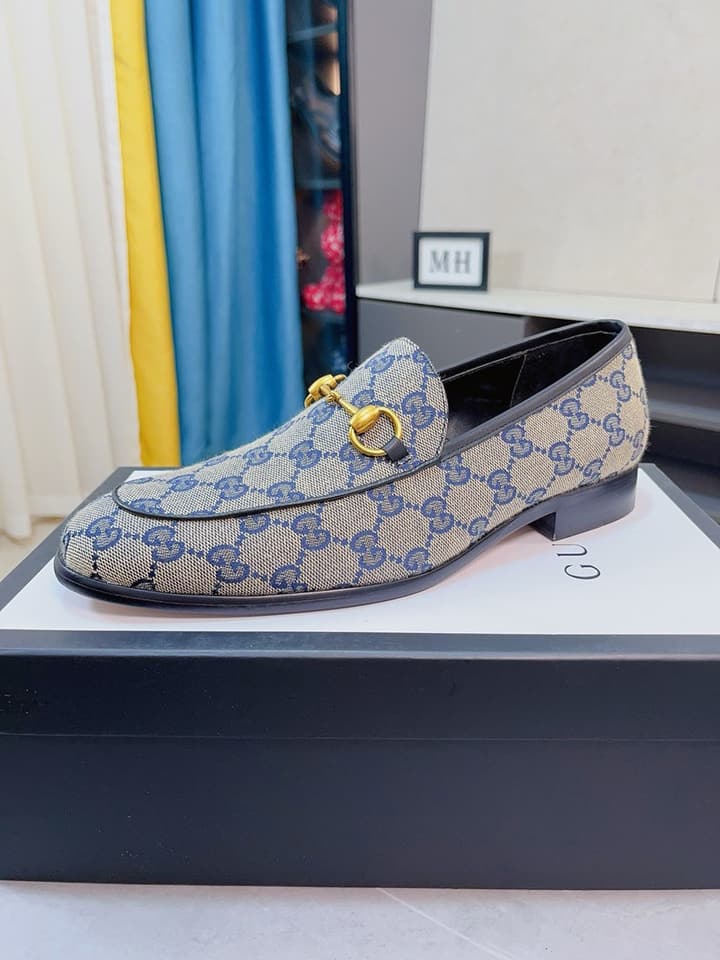 Gucci Calfskin Slip-On Loafers in Beige Monogram