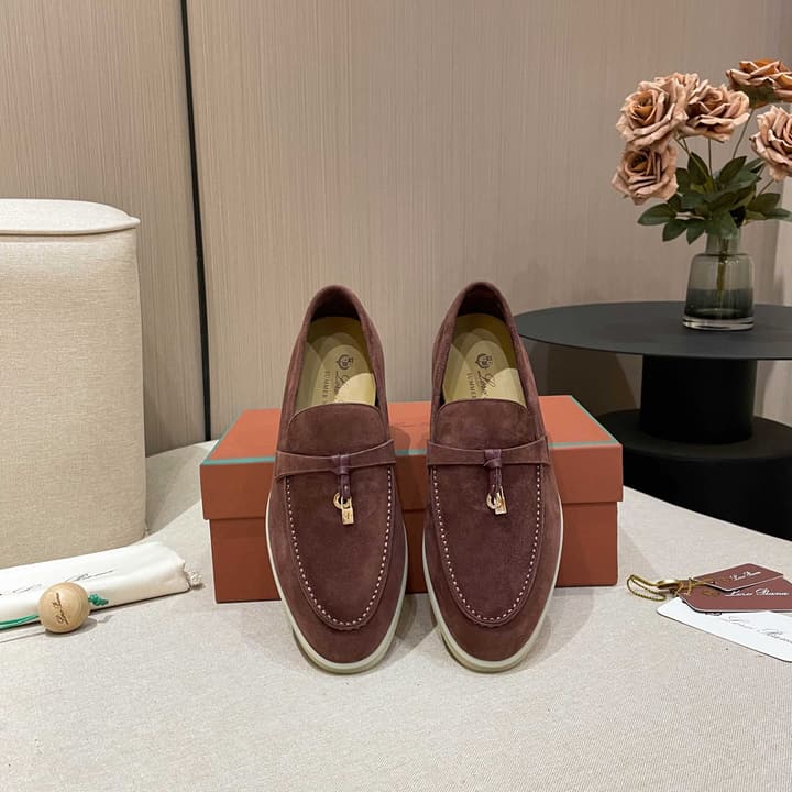 Loro Piana Summer Charms Walk Moccasin Loafers in Bright Orange Leather
