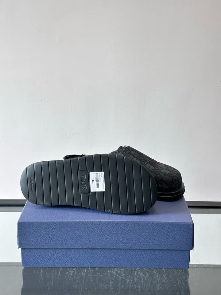 Dior Oblique Print Closed-Toe Mules in Navy