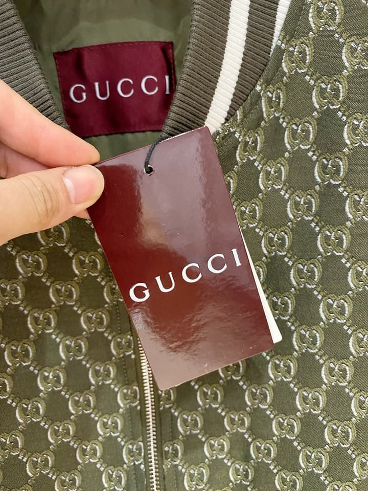 Gucci Men's Casual Jacket – 2025 Spring/Summer Collection in Charcoal Monogram Bomber