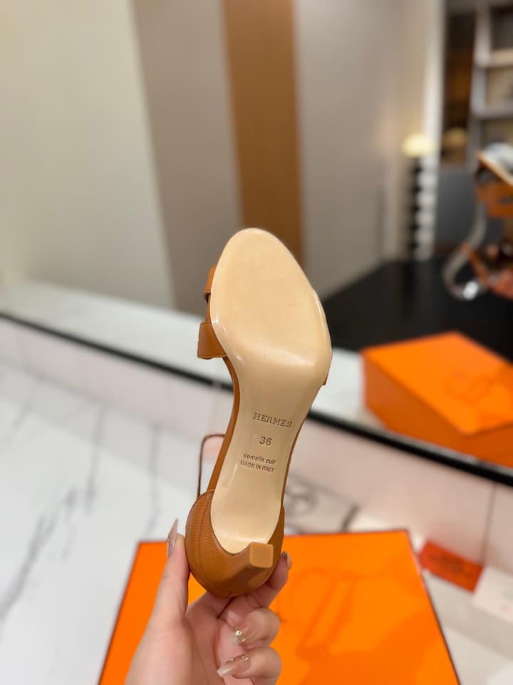 Hermès Classic Palm Grain Cowhide Heels – 6.5cm in Black
