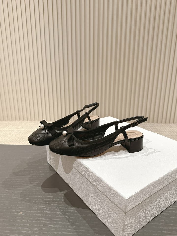 Dior D-Ramour Embroidered Cannage Ballet Flats – 2024 Spring/Summer Collection in Black Leather