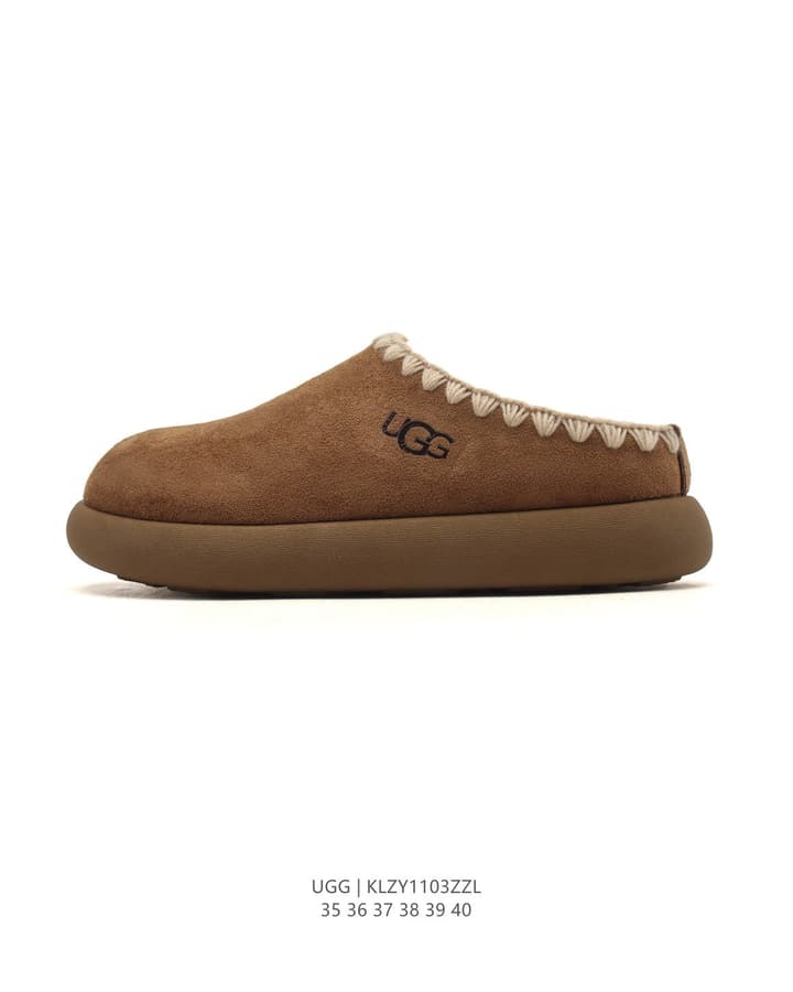 UGG Retro Color-Block Sheepskin Slippers – Autumn/Winter Collection in Brown Suede