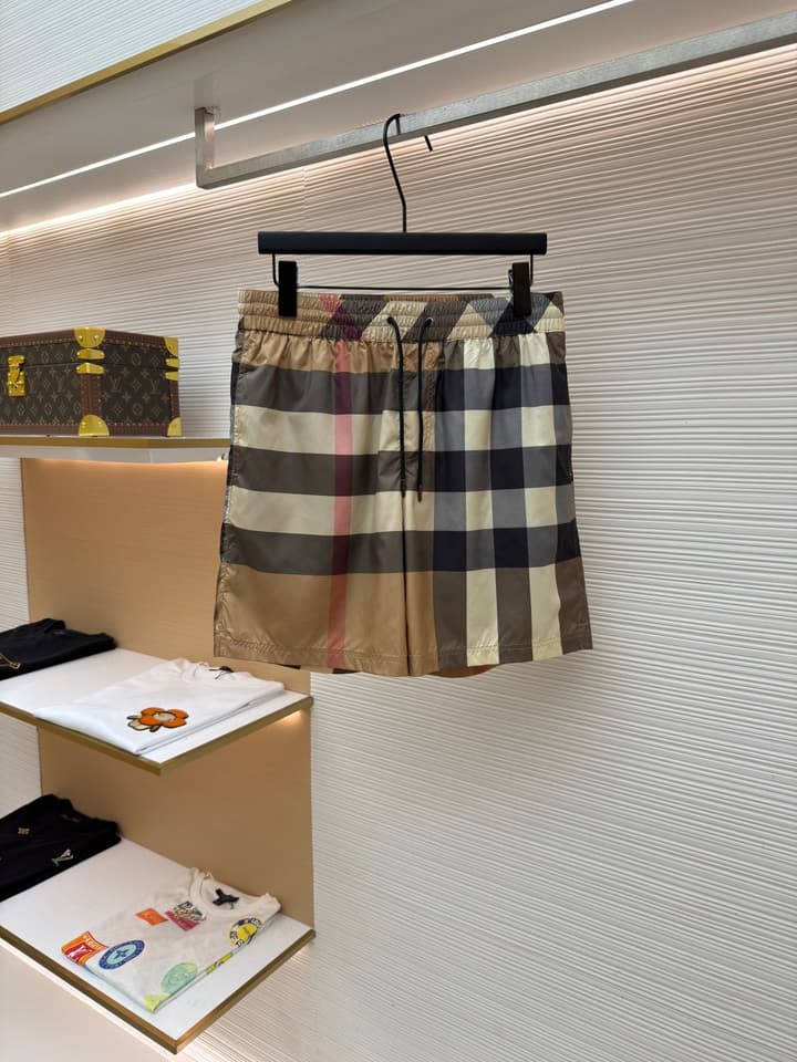Burberry Classic Check Beach Shorts in Khaki