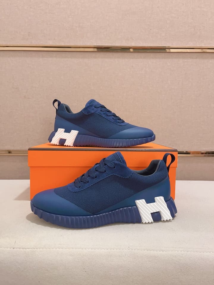 Hermès Men's Classic Driving Shoes in Charcoal With Blue Sole