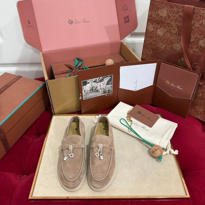 Loro Piana Summer Charms Walk Loafers – Kids Collection in Dusty Lavender Pink