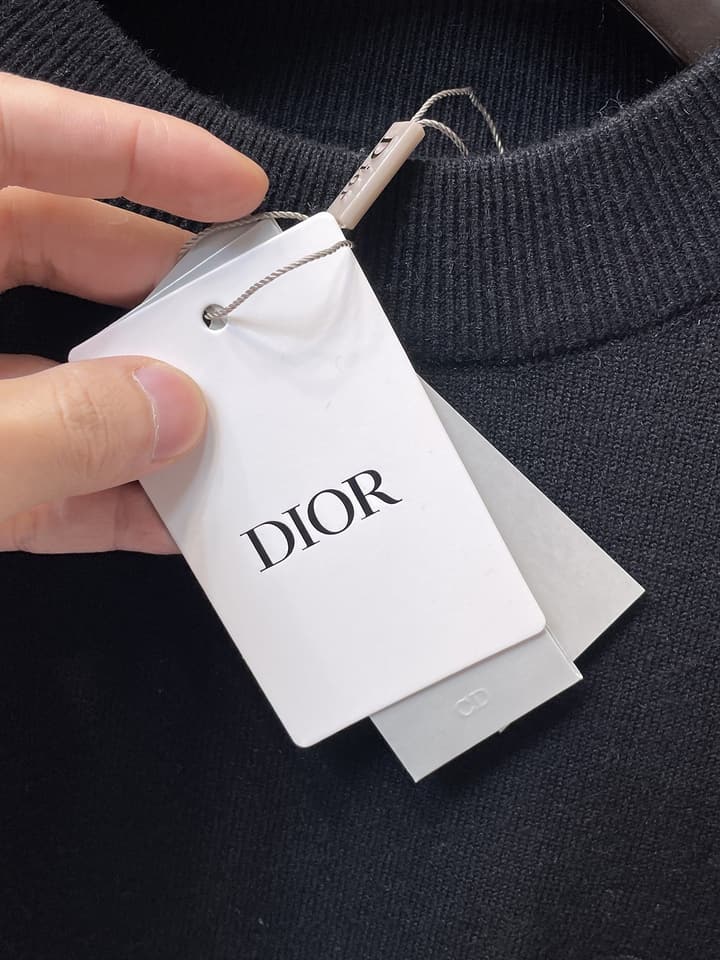 Dior Merino Wool Blend Half-Zip Sweater in Classic Black