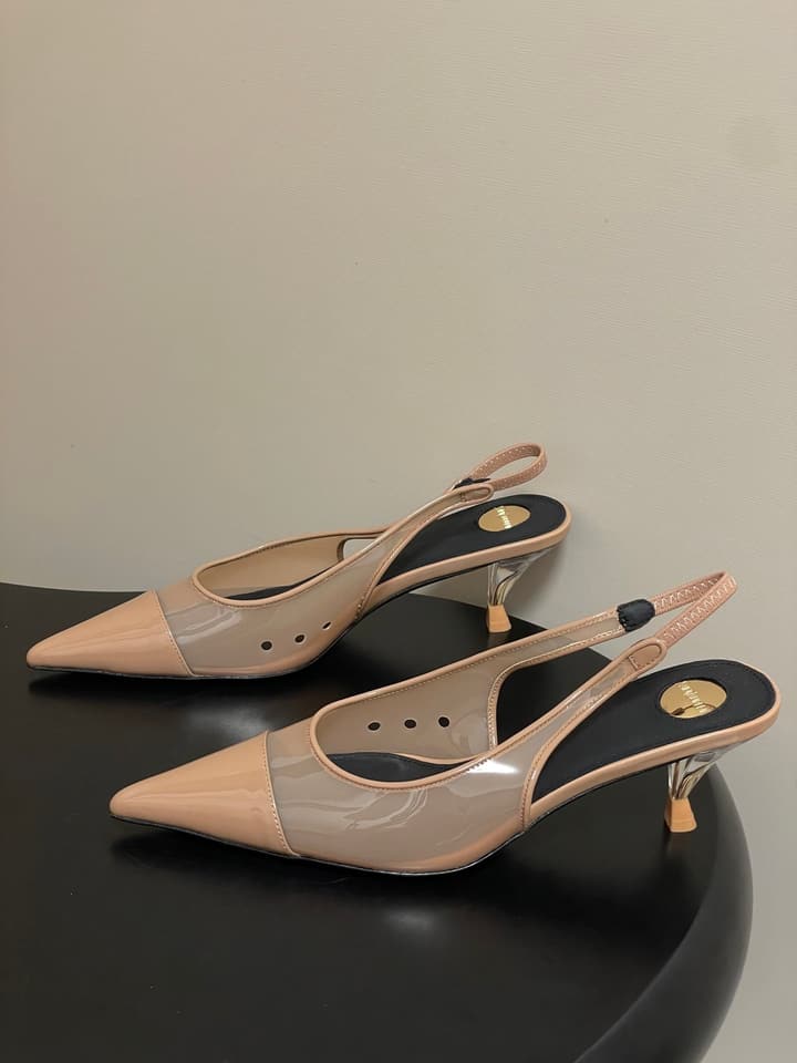 Saint Laurent Pointed PVC Slingback Sandals – 26SS in Beige
