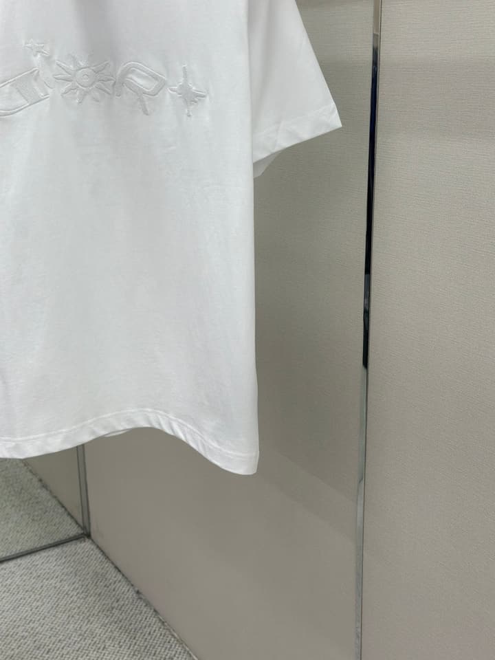 Dior Pattern Embroidered Crewneck T-Shirt in Washed Grey