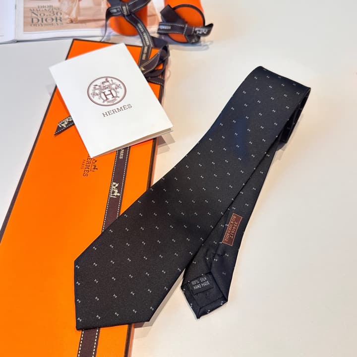 Hermès Men's Silk Tie in Burnt Orange Brown