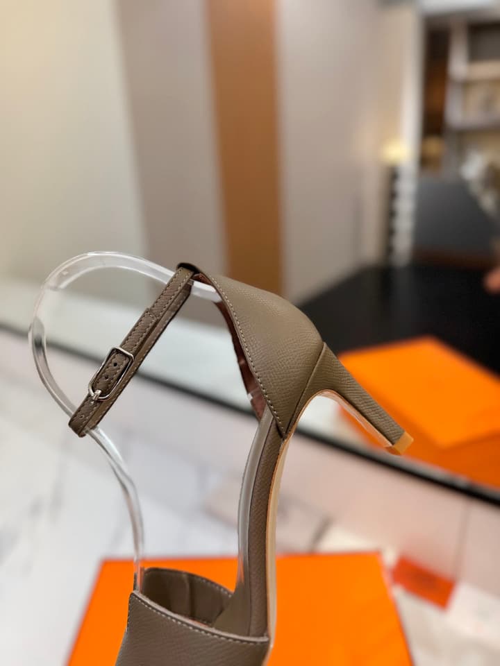 Hermès Classic Palm Grain Cowhide Heels – 6.5cm in Black