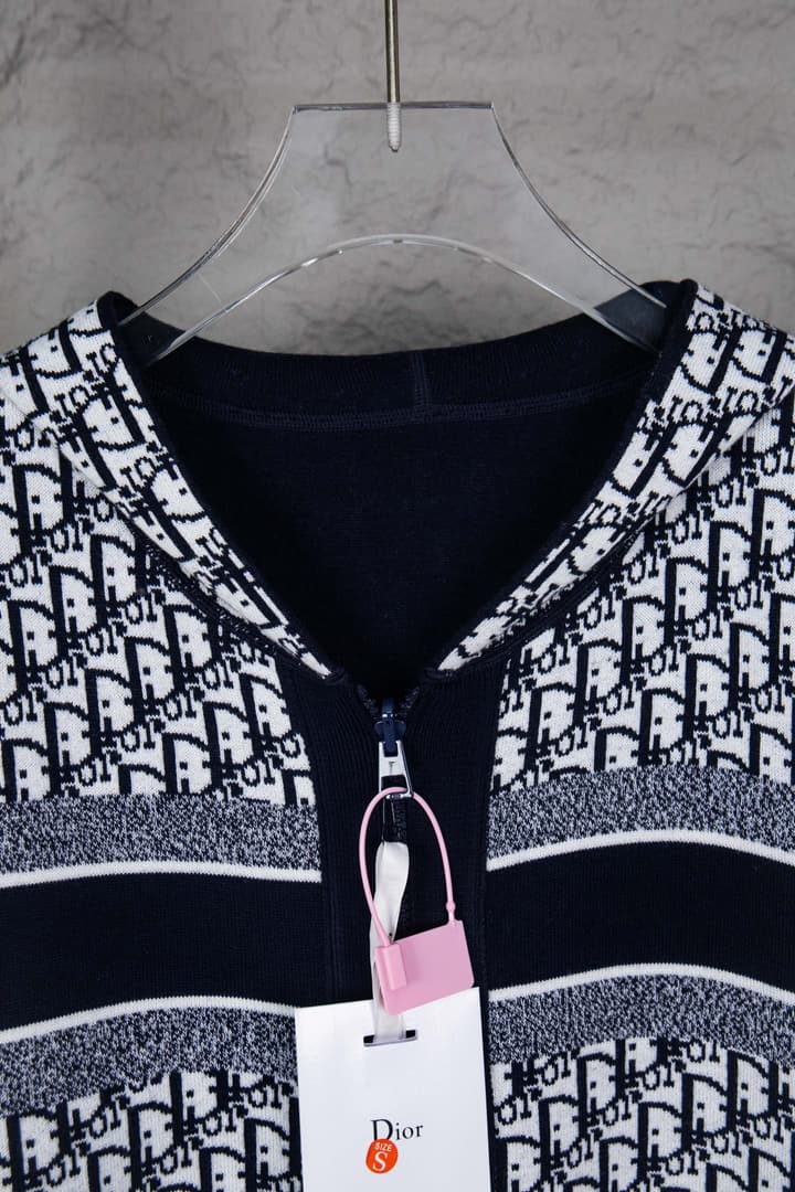 Dior Monogram Jacquard Zip Cardigan – 24SS in Light Grey Monogram