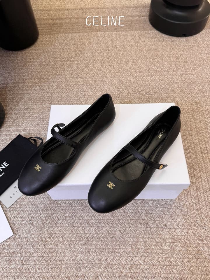 Celine Mary Jane Flat Loafers in Black