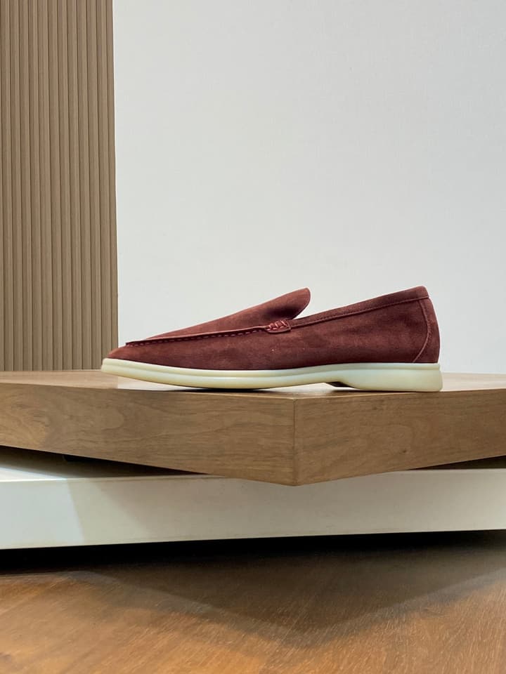 Loro Piana Suede Leather Slip-On Loafers in Black Suede