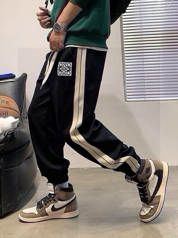 Loewe Woven Tape Knit Embroidery Sweatpants – 24SS in Black