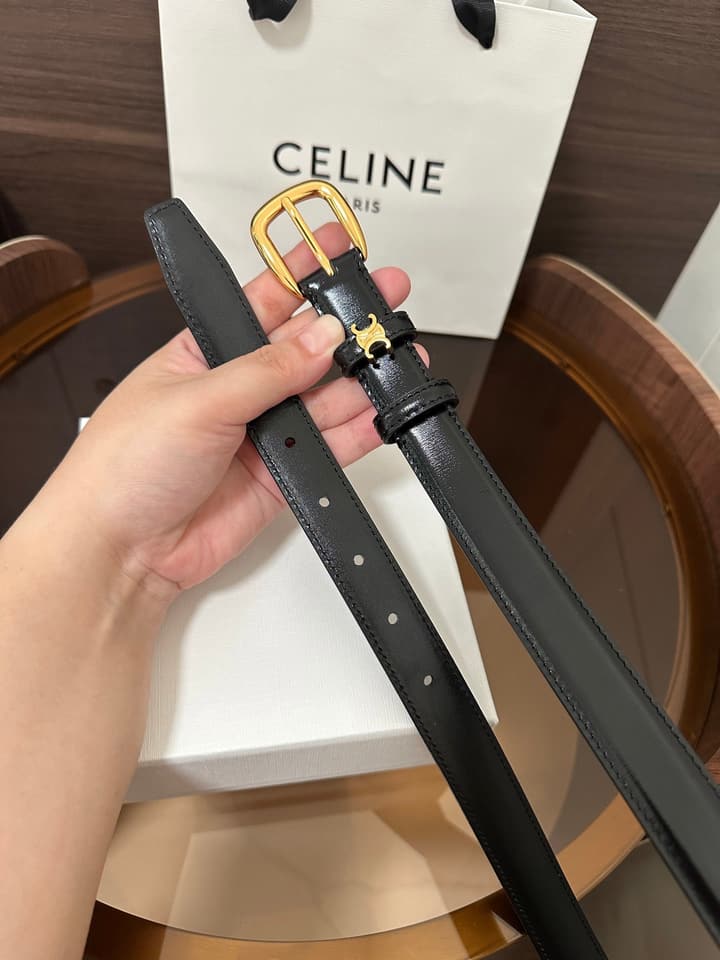 Celine Vivienne Taurillon 25mm Belt in Black Taurillon Leather