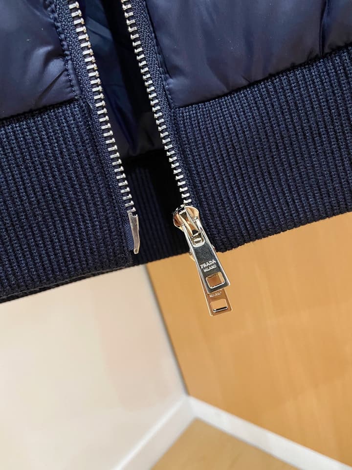 Prada Spliced Knit Down Jacket – FW2024 in Black Knit Down Jacket