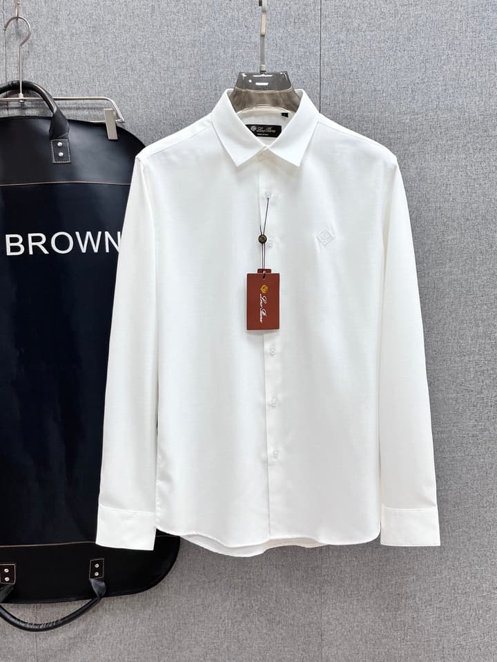 Loro Piana Men's Casual Long Sleeve Shirt – Autumn/Winter Collection in Classic White