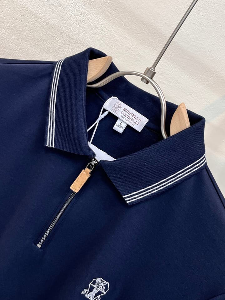 Brunello Cucinelli Embroidered Logo Polo Shirt – Spring/Summer Collection – 2026SS in Dark Brown