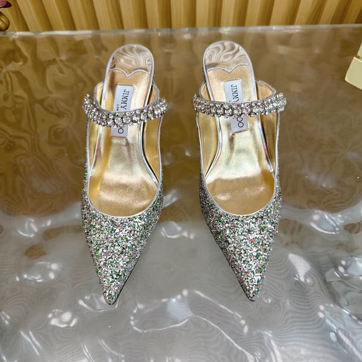 Jimmy Choo Sequined Evening Heels – 2025SS in Black Glitter