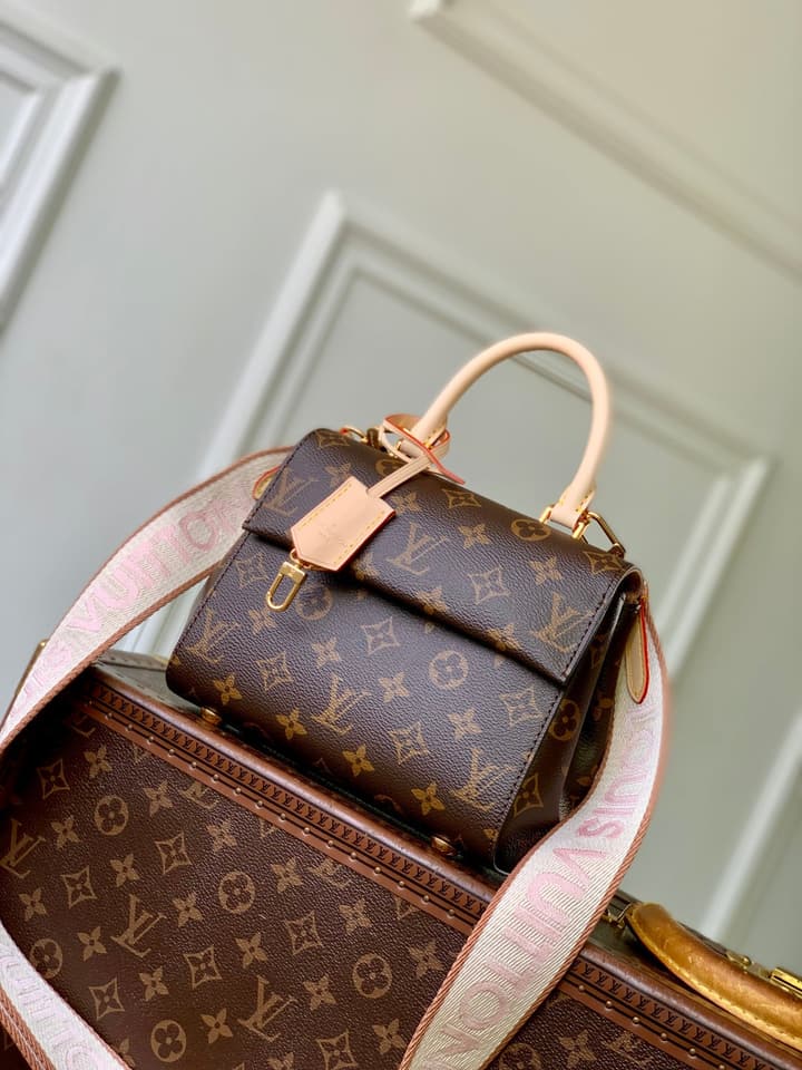 Louis Vuitton Cluny Mini Handbag in Monogram Canvas With Natural Leather Trim