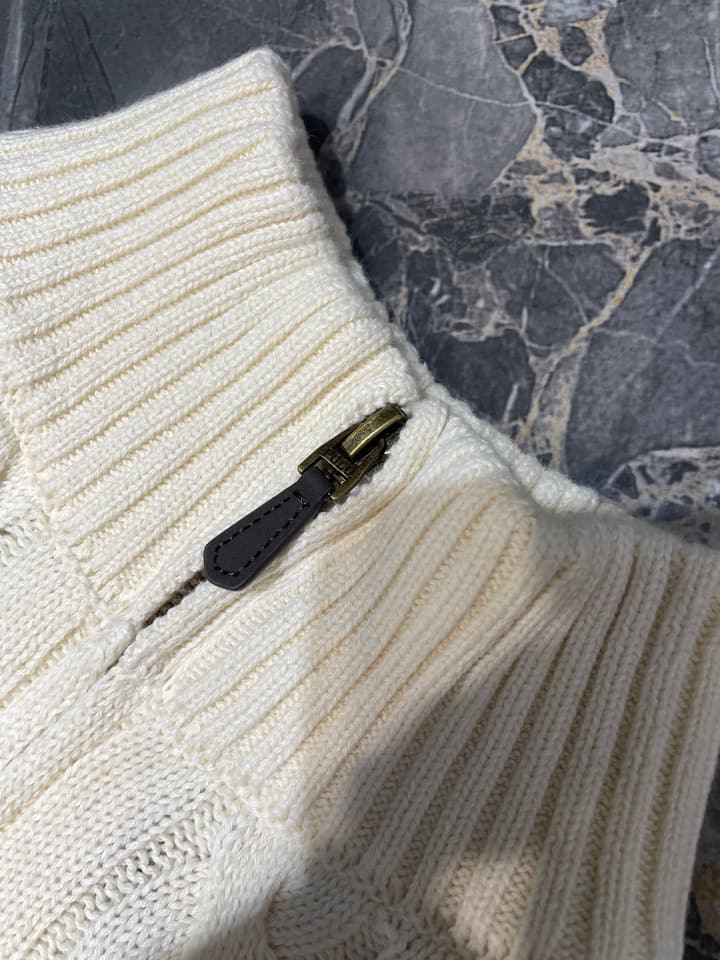 Ralph Lauren Cable Knit Half-Zip Sweater in Navy Blue