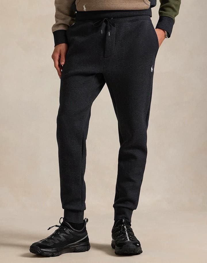 Ralph Lauren Classic Double-Sided Knit Jogger Pants in Black