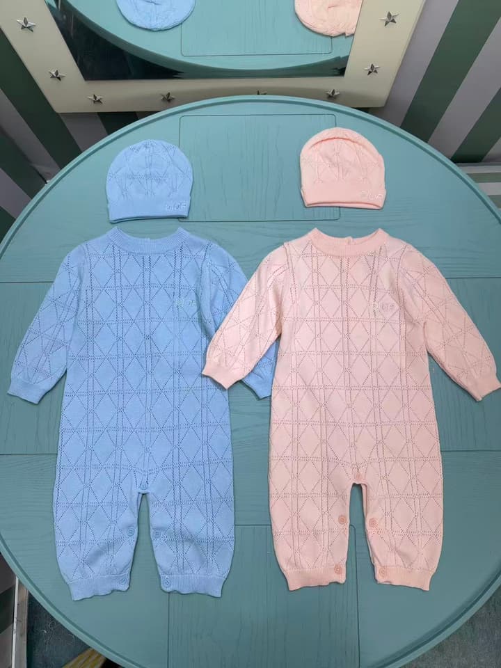 Dior Classic Knitted Infant Romper – Kids Collection – 2025FW in Light Blue