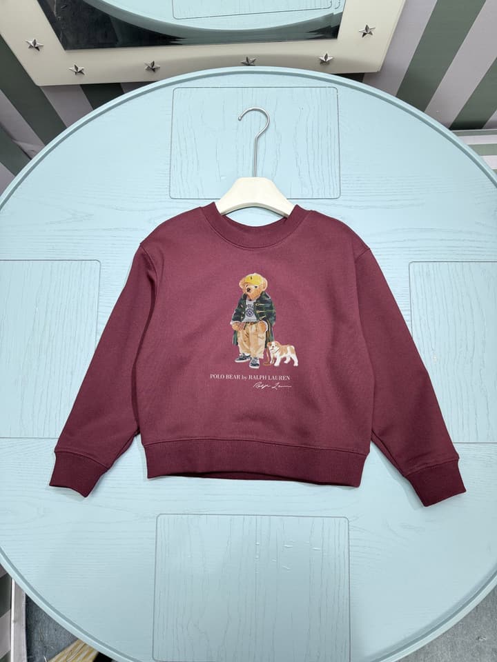 Ralph Lauren Kids Crewneck Sweatshirt – 2025FW – Kids Collection in Maroon Graphic Sweatshirt