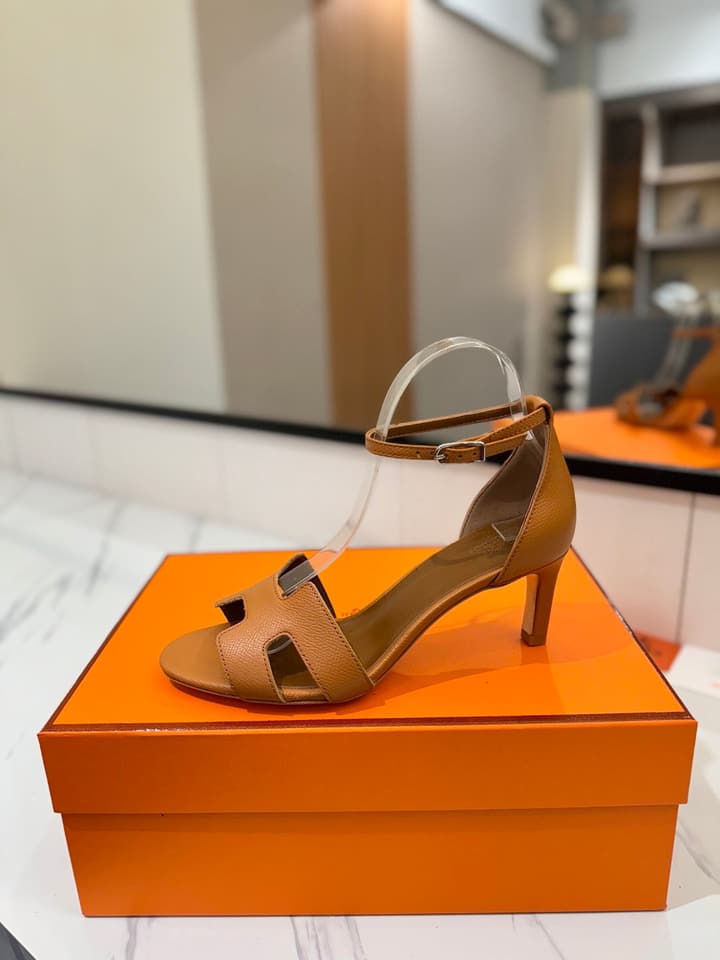 Hermès Classic Palm Grain Cowhide Heels – 6.5cm in Black