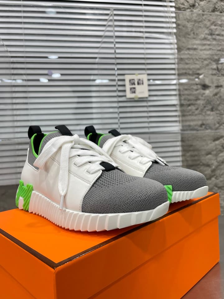 Hermès Sport Sneakers – Iconic Orange Edge in Black Knit With Black Laces