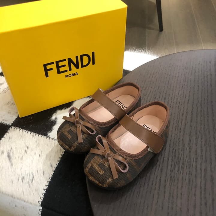 Fendi Kids Footwear – Kids Collection in Dark Brown Mary Jane