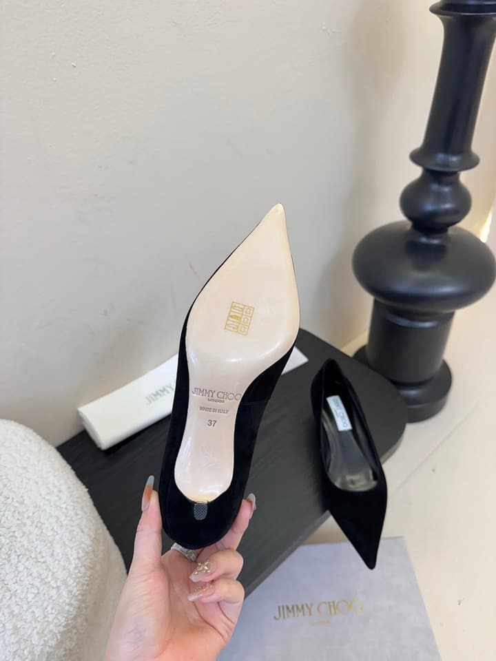 Jimmy Choo Suede Pumps – 2025 Fall Collection in Black Velvet