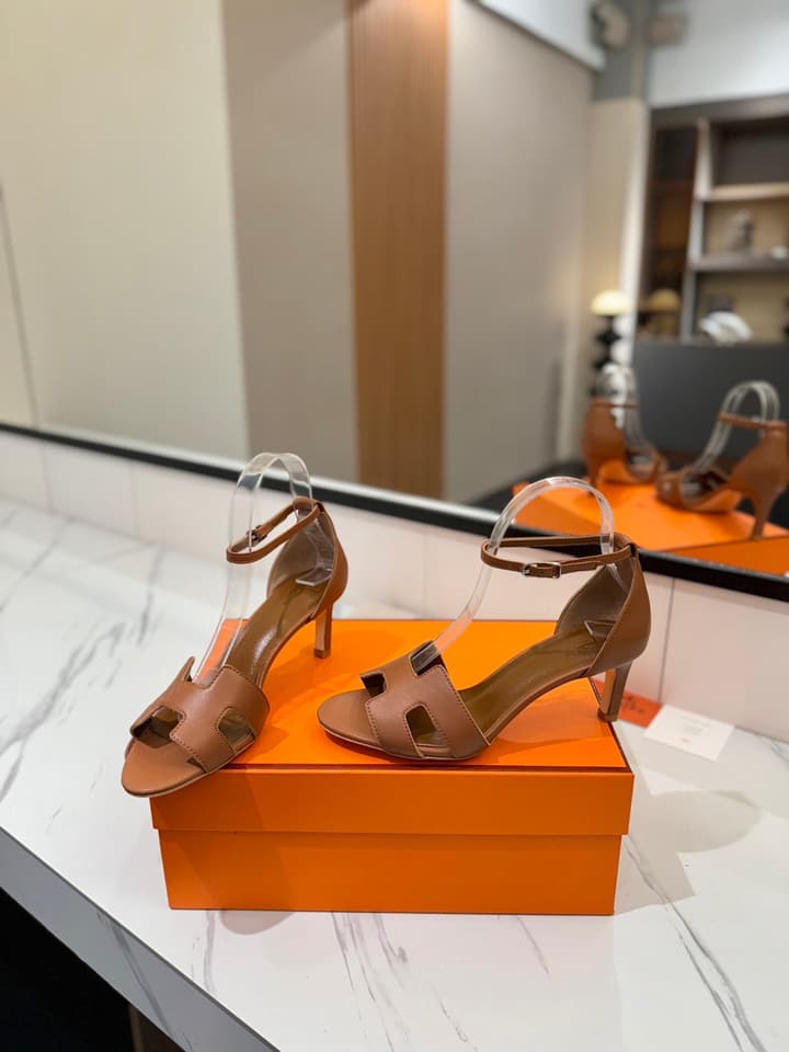 Hermès Classic Smooth Cowhide Heels – 6.5cm in All White