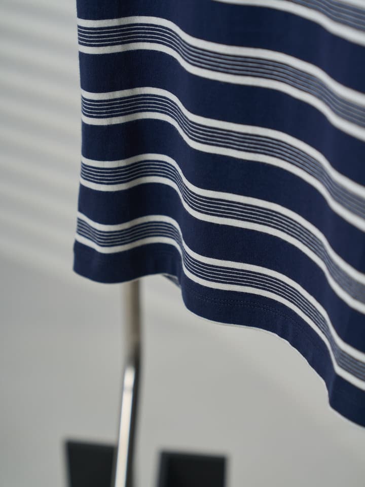 Saint Laurent YSL Embroidered Striped Tank Top in Navy Blue