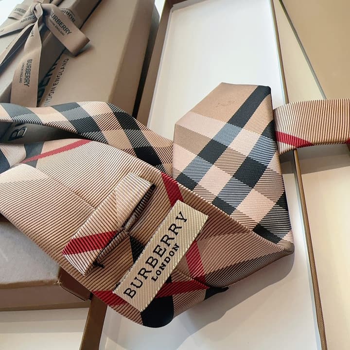 Burberry TB Monogram Silk Tie in Beige