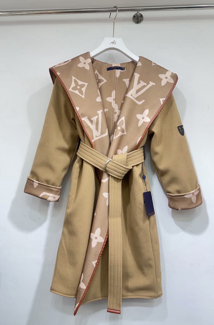 Louis Vuitton Monogram Hooded Wool Coat